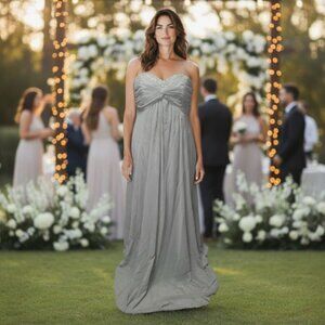 David’s Bridal Bridesmaid Prom Dress Gray Strapless Lined  Size 12